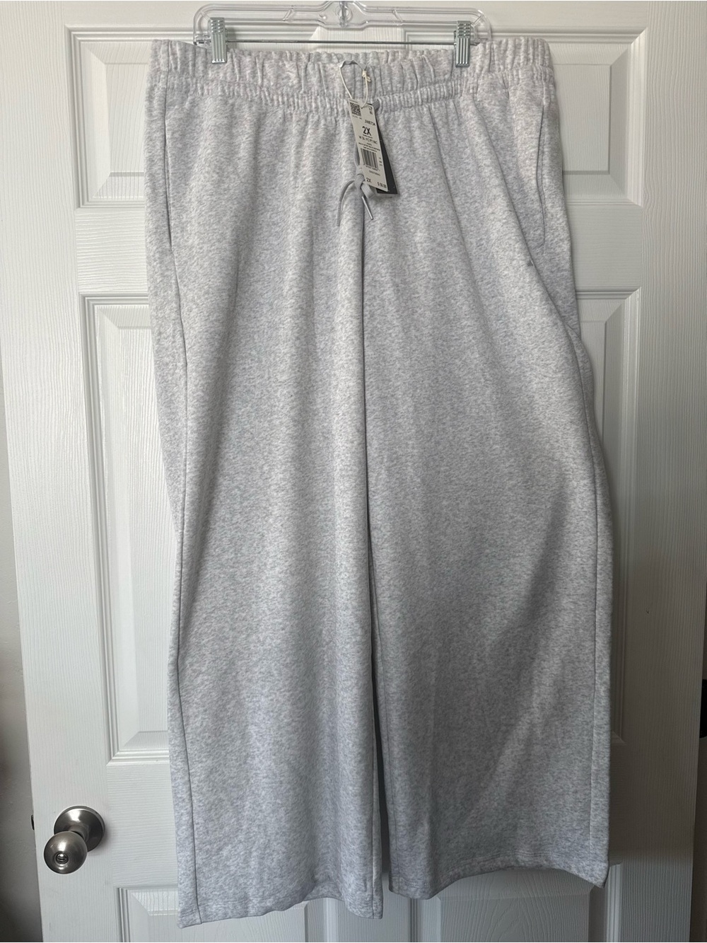 adidas Light Gray Wide-Leg Track Pants